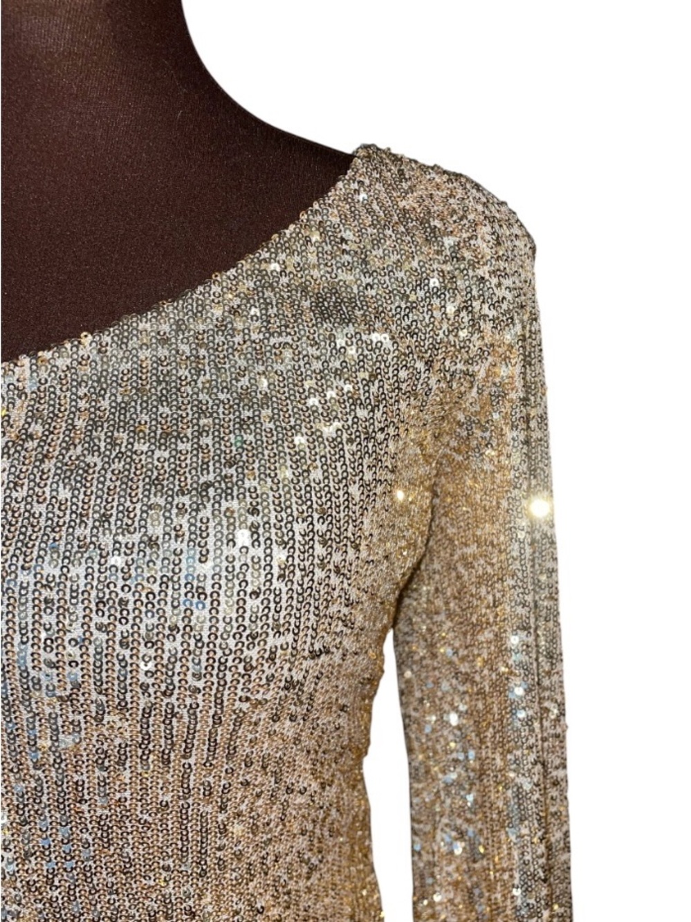 BETSEY JOHNSON Luisa Gold Shimmer Sequin One Shoulder Bodycon Party Dress Medium - Picture 4 of 10